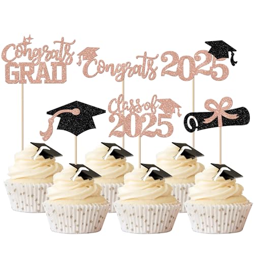 Xsstarmi 24 Packung Congrats Grad Cupcake Toppers Glitzer Abschluss 2024 Cupcake Picks Class of 2024 Kuchendekoration für 2024 Graduation Partyzubehör Roségold Xsstarmi 24 Packung Congrats Grad Cupcake Toppers Glitzer Abschluss 2024 Cupcake Picks Class of 2024 Kuchendekoration für 2024 Graduation Partyzubehör Roségold von Xsstarmi