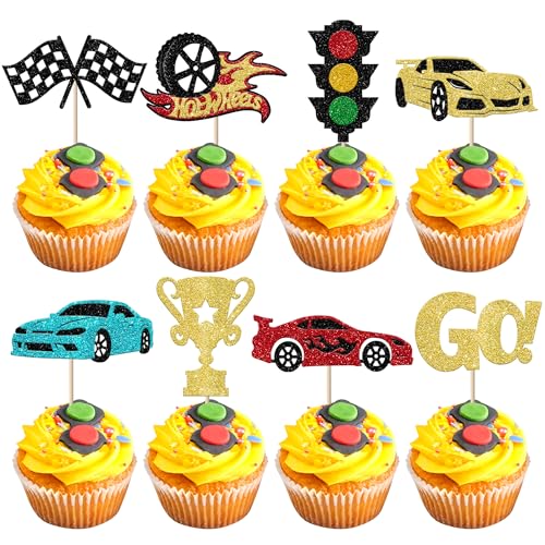 Xsstarmi 24 Packung Rennen Cupcake Toppers Glitzer Trophäe Fahrer Kontrollleuchte Go Cupcake Picks Dekoration für Rennfahrer Geburtstag Party Kuchendekoration Gold Xsstarmi 24 Packung Rennen Cupcake Toppers Glitzer Trophäe Fahrer Kontrollleuchte Go Cupcake Picks Dekoration für Rennfahrer Geburtstag Party Kuchendekoration Gold von Xsstarmi
