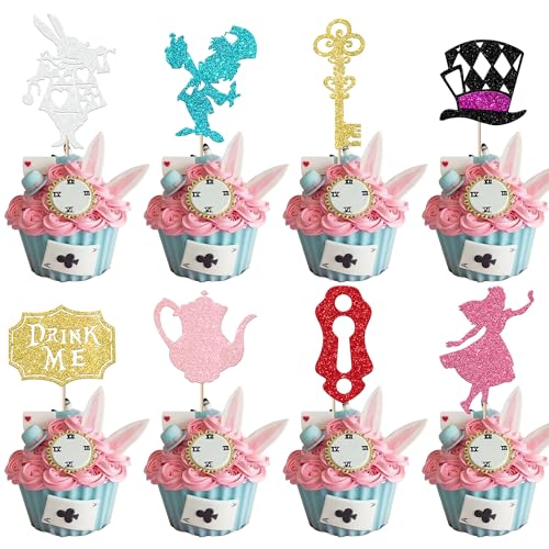 Xsstarmi 24 Packung Wonderland Cupcake Toppers Glitzer Kaninchen Mad Hatter Cupcake Picks Alice Tea Party Cupcake Dekoration für Kinder Geburtstag Party Kuchendekoration Xsstarmi 24 Packung Wonderland Cupcake Toppers Glitzer Kaninchen Mad Hatter Cupcake Picks Alice Tea Party Cupcake Dekoration für Kinder Geburtstag Party Kuchendekoration von Xsstarmi