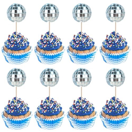 Xsstarmi 24 Stück Mini-Discokugeln, Kuchendekoration, 70er-Jahre-Retro-Disco-Thema, Kuchendekoration für Babyparty, Geburtstag, 70er-Jahre-Motto-Party, Kuchendekorationen, Zubehör, Blau Xsstarmi 24 Stück Mini-Discokugeln, Kuchendekoration, 70er-Jahre-Retro-Disco-Thema, Kuchendekoration für Babyparty, Geburtstag, 70er-Jahre-Motto-Party, Kuchendekorationen, Zubehör, Blau von Xsstarmi