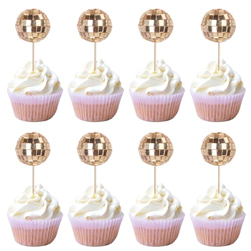 Xsstarmi 24 Stück Mini-Discokugeln, Kuchendekoration, 70er-Jahre-Retro-Disco-Thema, Kuchendekoration für Babyparty, Geburtstag, 70er-Jahre-Motto-Party, Kuchendekorationen, Zubehör, Champagner Xsstarmi 24 Stück Mini-Discokugeln, Kuchendekoration, 70er-Jahre-Retro-Disco-Thema, Kuchendekoration für Babyparty, Geburtstag, 70er-Jahre-Motto-Party, Kuchendekorationen, Zubehör, Champagner von Xsstarmi