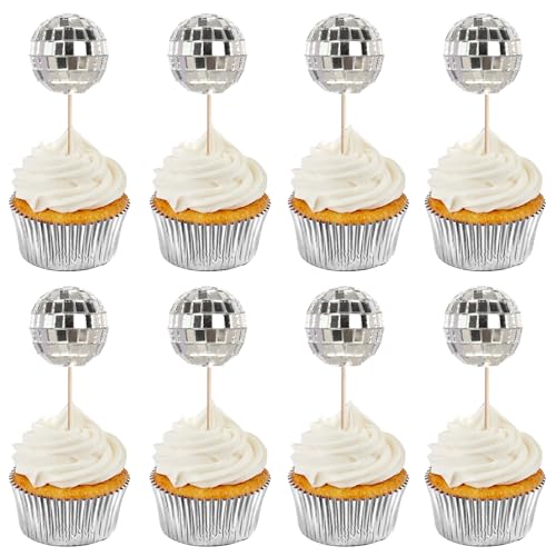 Xsstarmi 24 Stück Mini-Discokugeln, Kuchendekoration, 70er-Jahre-Retro-Disco-Thema, Kuchendekoration für Babyparty, Geburtstag, 70er-Jahre-Motto-Party, Kuchendekorationen, Zubehör, Silber Xsstarmi 24 Stück Mini-Discokugeln, Kuchendekoration, 70er-Jahre-Retro-Disco-Thema, Kuchendekoration für Babyparty, Geburtstag, 70er-Jahre-Motto-Party, Kuchendekorationen, Zubehör, Silber von Xsstarmi