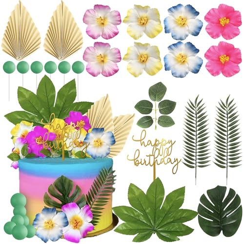 Xsstarmi 25 Stück Hawaii-Themen-Kuchendekoration mit Luftballons, Palmblättern, Hibiskus, Kuchenpicker für Hawaii, Aloha, Dschungel, Sommerthema, Hochzeit, Geburtstag, Party, Kuchendekorationen Xsstarmi 25 Stück Hawaii-Themen-Kuchendekoration mit Luftballons, Palmblättern, Hibiskus, Kuchenpicker für Hawaii, Aloha, Dschungel, Sommerthema, Hochzeit, Geburtstag, Party, Kuchendekorationen von Xsstarmi