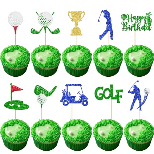 Xsstarmi 30 Stück Golf-Cupcake-Topper, Golfball-Cupcake-Picks, Pokal, Flagge, Ballwagen, Kuchendekorationen für Sportspieler, Motto-Party, Babyparty, Jungen, Geburtstagsparty-Dekorationen, Blau Xsstarmi 30 Stück Golf-Cupcake-Topper, Golfball-Cupcake-Picks, Pokal, Flagge, Ballwagen, Kuchendekorationen für Sportspieler, Motto-Party, Babyparty, Jungen, Geburtstagsparty-Dekorationen, Blau von Xsstarmi