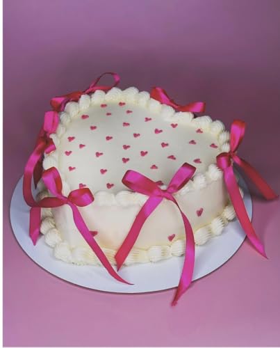 Xsstarmi 30 Stück Schleifenkuchenaufsatz Rose Pink Schleife Kuchen Pick für Babyparty, Geburtstag, Hochzeit, Jahrestag, Party, Kuchendekorationen Zubehör von Xsstarmi