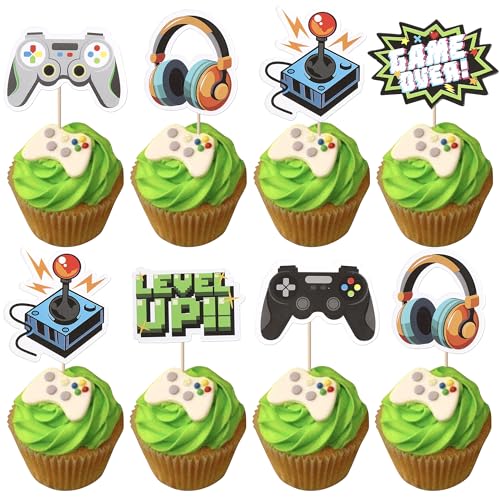Xsstarmi 36 Packung Videospiele Cupcake Toppers Lever Up Game Over Cupcake Picks Game On Regler Kuchendekorationen für Spieljubiläum Kinder Geburtstag Party Zubehör Xsstarmi 36 Packung Videospiele Cupcake Toppers Lever Up Game Over Cupcake Picks Game On Regler Kuchendekorationen für Spieljubiläum Kinder Geburtstag Party Zubehör von Xsstarmi