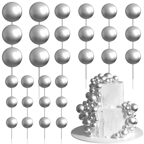 Xsstarmi 36 Stück Kugel-Kuchenaufsatz, Dekorationen, Mini-Luftballons, Schaumstoffkugeln, Kuchenpicker für Babyparty, Hochzeit, Geburtstag, Jahrestag, Party, Kuchendekorationen, Zubehör, Silber Xsstarmi 36 Stück Kugel-Kuchenaufsatz, Dekorationen, Mini-Luftballons, Schaumstoffkugeln, Kuchenpicker für Babyparty, Hochzeit, Geburtstag, Jahrestag, Party, Kuchendekorationen, Zubehör, Silber von Xsstarmi
