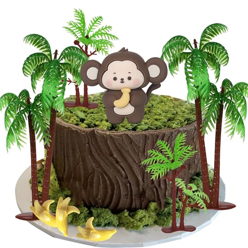 Xsstarmi 3D-Affen-Kuchenaufsatz, Palme, Banane, Affe, Kuchendekoration für Tier-Themen, Babyparty, Happy Birthday, Party, Kuchendekorationen, Zubehör, 11 Stück Xsstarmi 3D-Affen-Kuchenaufsatz, Palme, Banane, Affe, Kuchendekoration für Tier-Themen, Babyparty, Happy Birthday, Party, Kuchendekorationen, Zubehör, 11 Stück von Xsstarmi