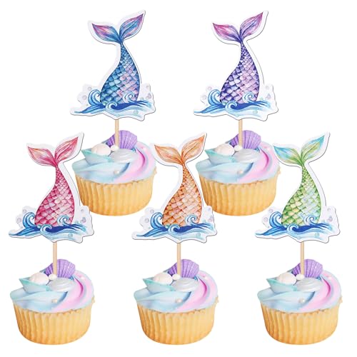 Xsstarmi 40 Packung Cupcake-Topper mit Meerjungfrauenschwanz Unter dem Meer Party-Cupcake-Picks Dekoration für Meerjungfrauen-Thema Babyparty Geburtstagsparty Kuchendekorationen Zubehör Xsstarmi 40 Packung Cupcake-Topper mit Meerjungfrauenschwanz Unter dem Meer Party-Cupcake-Picks Dekoration für Meerjungfrauen-Thema Babyparty Geburtstagsparty Kuchendekorationen Zubehör von Xsstarmi