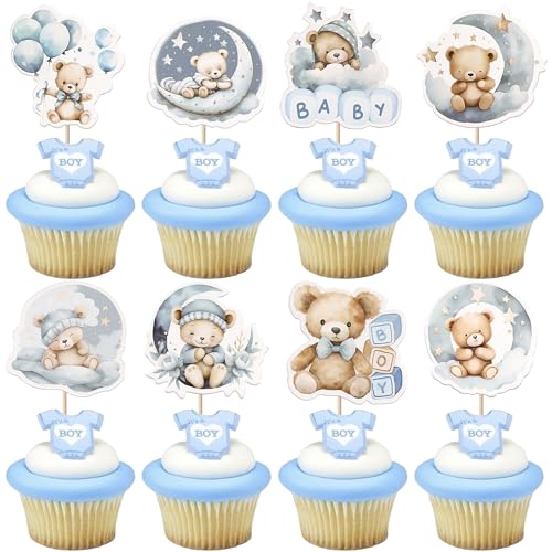 Xsstarmi 40 Packung Gender Reveal Cupcake Toppers Mond Gute Nacht Bär Cupcake Picks für Gender Reveal Babyparty Jungengeburtstag Zubehör für Party Kuchendekorationen Blau Xsstarmi 40 Packung Gender Reveal Cupcake Toppers Mond Gute Nacht Bär Cupcake Picks für Gender Reveal Babyparty Jungengeburtstag Zubehör für Party Kuchendekorationen Blau von Xsstarmi