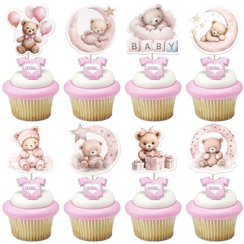 Xsstarmi 40 Packung Gender Reveal Cupcake Toppers Mond Gute Nacht Bär Cupcake Picks für Gender Reveal Babyparty Mädchengeburtstag Zubehör für Party Kuchendekorationen Rosa Xsstarmi 40 Packung Gender Reveal Cupcake Toppers Mond Gute Nacht Bär Cupcake Picks für Gender Reveal Babyparty Mädchengeburtstag Zubehör für Party Kuchendekorationen Rosa von Xsstarmi