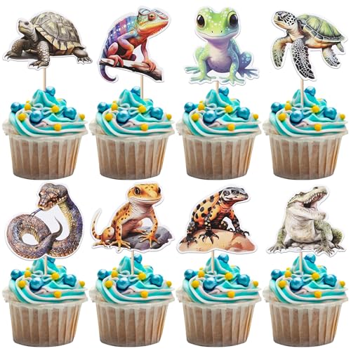 Xsstarmi 40 Packung Reptil Cupcake Toppers Frosch Schlange Eidechse Cupcake Picks für Wildlife-Serie Geburtstag Jubiläum Zubehör für Party Kuchendekorationen Xsstarmi 40 Packung Reptil Cupcake Toppers Frosch Schlange Eidechse Cupcake Picks für Wildlife-Serie Geburtstag Jubiläum Zubehör für Party Kuchendekorationen von Xsstarmi