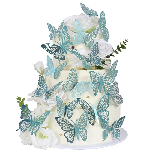 Xsstarmi 42 Stück lebendige Schmetterlings-Cupcake-Topper, hohle Kunst, Schmetterling, Geburtstagsparty, Dekorationen, 3D-Schmetterling-Kuchendekorationen für Babyparty, Geburtstag, Hochzeit, von Xsstarmi