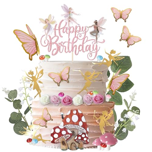 Xsstarmi 45 Stück Feen-Kuchenaufsätze, Blätter, Schmetterling, magische Feen-Kuchenspieße, Garten, Pilzhaus, Kuchendekorationen für Babyparty, Kindergeburtstag, Party, Kuchendekoration Xsstarmi 45 Stück Feen-Kuchenaufsätze, Blätter, Schmetterling, magische Feen-Kuchenspieße, Garten, Pilzhaus, Kuchendekorationen für Babyparty, Kindergeburtstag, Party, Kuchendekoration von Xsstarmi