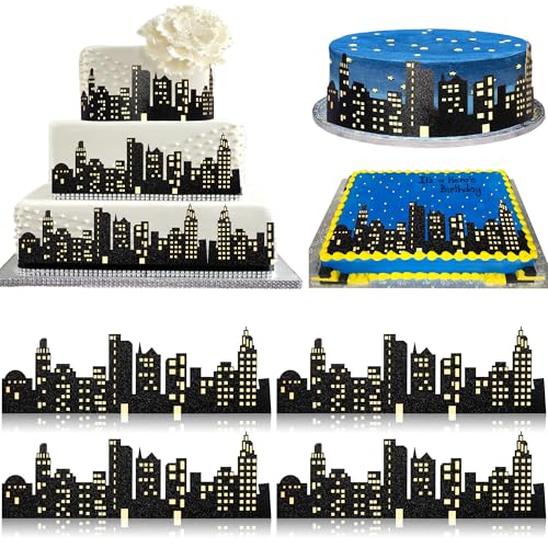 Xsstarmi 6 Stück Stadt-Kuchenbordüre, Dekoration, London-Gebäude, Nachtsicht, Stadt-Hintergrund, Kuchenfolie für Hochzeit, Geburtstag, Jahrestag, Party, Kuchendekorationen Xsstarmi 6 Stück Stadt-Kuchenbordüre, Dekoration, London-Gebäude, Nachtsicht, Stadt-Hintergrund, Kuchenfolie für Hochzeit, Geburtstag, Jahrestag, Party, Kuchendekorationen von Xsstarmi