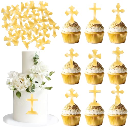 Xsstarmi 60 Stück essbare Kreuz-Cupcake-Topper, Reispapier, Gott Segen, christliche Taufe, Cupcake-Picks für religiöse Themen, Babyparty, Geburtstag, Party, Kuchendekorationen Xsstarmi 60 Stück essbare Kreuz-Cupcake-Topper, Reispapier, Gott Segen, christliche Taufe, Cupcake-Picks für religiöse Themen, Babyparty, Geburtstag, Party, Kuchendekorationen von Xsstarmi