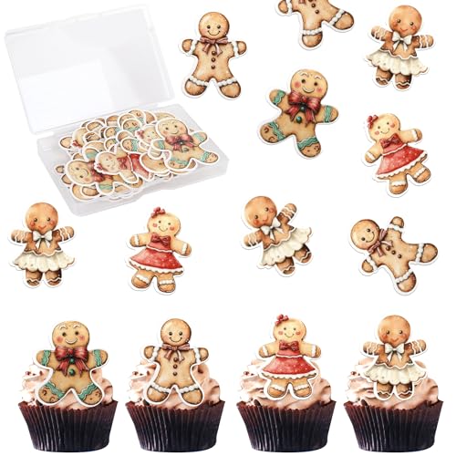 Xsstarmi 60 Stück essbare Lebkuchenmann-Cupcake-Topper, Reispapier, Lebkuchenmann, Junge oder Mädchen, Cupcake-Picks für Frohe Weihnachten, Babyparty, Hochzeit, Weihnachten, Party, Kuchendekorationen Xsstarmi 60 Stück essbare Lebkuchenmann-Cupcake-Topper, Reispapier, Lebkuchenmann, Junge oder Mädchen, Cupcake-Picks für Frohe Weihnachten, Babyparty, Hochzeit, Weihnachten, Party, Kuchendekorationen von Xsstarmi