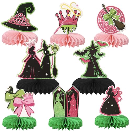Xsstarmi 9 Stück Prinzessinnen-Hexen-Waben-Mittelstücke, Dekoration, Krone, Hexenhut, rosa grüne Schleife, Tischaufsätze, Dekoration für Zauberer, Hexe, Thema, Geburtstag, Halloween, Party Xsstarmi 9 Stück Prinzessinnen-Hexen-Waben-Mittelstücke, Dekoration, Krone, Hexenhut, rosa grüne Schleife, Tischaufsätze, Dekoration für Zauberer, Hexe, Thema, Geburtstag, Halloween, Party von Xsstarmi