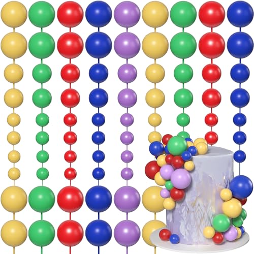 Xsstarmi Bälle Kuchen Topper Dekorationen Mix Größe Ballon Schaum Kugeln Kuchen Dekorationen für Baby Shower Hochzeit Brautdusche Geburtstag Party DIY Kuchen Dekorationen Lila Rot Blau Gelb Grün von Xsstarmi