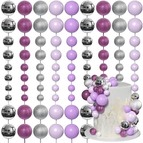 Xsstarmi Bälle Kuchen Topper Dekorationen Mix Größe Ballon Schaum Kugeln Kuchen Dekorationen für Baby Shower Hochzeit Brautdusche Geburtstag Party DIY Kuchen Dekorationen Lila Silber von Xsstarmi