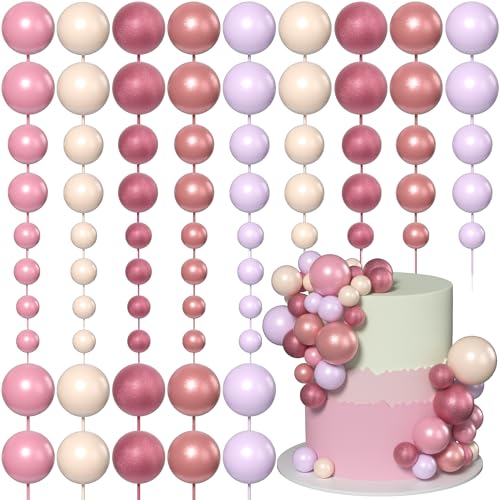 Xsstarmi Bälle Kuchen Topper Dekorationen Mix Größe Ballon Schaum Kugeln Kuchen Dekorationen für Baby Shower Hochzeit Brautdusche Geburtstag Party DIY Kuchen Dekorationen Lila Weiß Khaki von Xsstarmi