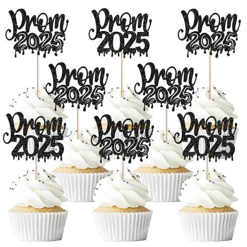Xsstarmi Cupcake-Aufsätze für Abschlussball 2025, schwarzer Glitzer, Klasse von 2025, Congrats Grad, Cupcake-Picks für Abschlussball 2025, Party-Kuchendekorationen, Zubehör, 24 Stück Xsstarmi Cupcake-Aufsätze für Abschlussball 2025, schwarzer Glitzer, Klasse von 2025, Congrats Grad, Cupcake-Picks für Abschlussball 2025, Party-Kuchendekorationen, Zubehör, 24 Stück von Xsstarmi