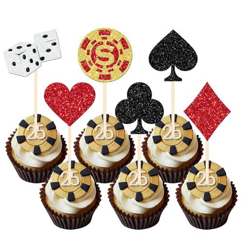 Xsstarmi Cupcake-Aufsätze mit Casino-Thema, Glitzer-Poker-Spiel, Las Vegas, Cupcake-Picks für Las Vegas Casino Night Thema, Geburtstagsparty, Kuchendekorationen, Zubehör, 24 Stück Xsstarmi Cupcake-Aufsätze mit Casino-Thema, Glitzer-Poker-Spiel, Las Vegas, Cupcake-Picks für Las Vegas Casino Night Thema, Geburtstagsparty, Kuchendekorationen, Zubehör, 24 Stück von Xsstarmi
