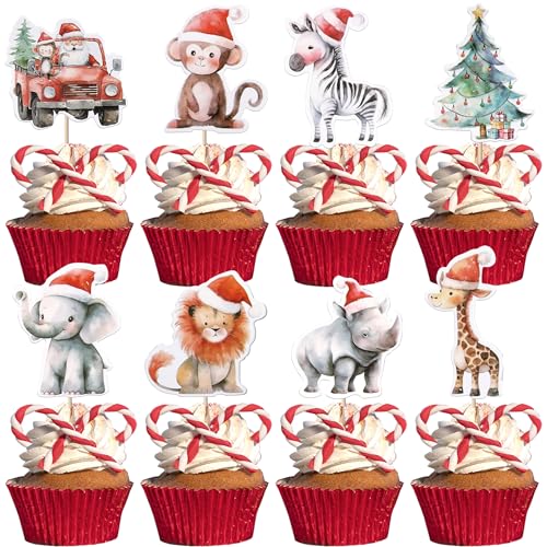 Xsstarmi Cupcake-Aufsätze mit Dschungel-Safari-Tiermotiv, Hut, Weihnachtsbaum, Cupcake-Picks für wilde Tiere, Geburtstag, Babyparty, Neujahr, Weihnachten, Party, Kuchendekorationen, Zubehör, 40 Stück Xsstarmi Cupcake-Aufsätze mit Dschungel-Safari-Tiermotiv, Hut, Weihnachtsbaum, Cupcake-Picks für wilde Tiere, Geburtstag, Babyparty, Neujahr, Weihnachten, Party, Kuchendekorationen, Zubehör, 40 Stück von Xsstarmi