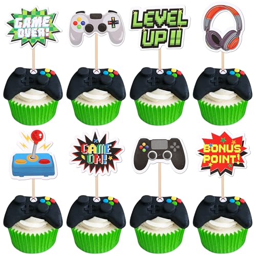 Xsstarmi Cupcake-Aufsätze mit Videospiel-Thema, Hebel-Up-Spiel-Over-Cupcake-Picks, Game On Controller, Kuchendekorationen für Spielthema, Babyparty, Kindergeburtstag, Partyzubehör, 40 Stück Xsstarmi Cupcake-Aufsätze mit Videospiel-Thema, Hebel-Up-Spiel-Over-Cupcake-Picks, Game On Controller, Kuchendekorationen für Spielthema, Babyparty, Kindergeburtstag, Partyzubehör, 40 Stück von Xsstarmi