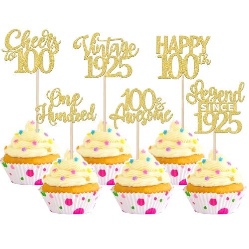 Xsstarmi Cupcake-Topper, Motiv: Legend Since 1925, goldfarben, glitzernd, Vintage-Stil, 1925, Cupcake-Picks, Cheers to 100 Awesome One Hundred Bithday Kuchendekorationen für Happy 100th Birthday Xsstarmi Cupcake-Topper, Motiv: Legend Since 1925, goldfarben, glitzernd, Vintage-Stil, 1925, Cupcake-Picks, Cheers to 100 Awesome One Hundred Bithday Kuchendekorationen für Happy 100th Birthday von Xsstarmi