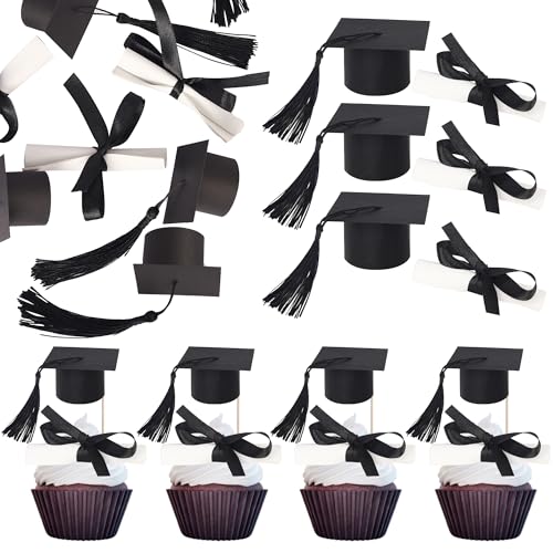 Xsstarmi Cupcake-Topper mit Aufschrift "Congrats Grad", Diplom Done Grad, Cupcake-Picks, Klasse 2025, Abschlussfeier, Cupcake-Dekorationen für Abschlussball 2025, Abschlussfeier, Party von Xsstarmi