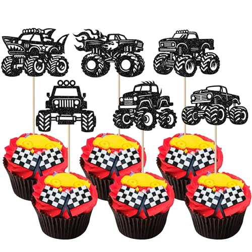 Xsstarmi Cupcake-Topper mit Glitzer, Motiv: Monster-Truck, Cupcake-Picks, Dekoration für Off-Road-Thema, Babyparty, Hochzeit, Geburtstag, Party, Kuchendekorationen, Zubehör, 24 Stück Xsstarmi Cupcake-Topper mit Glitzer, Motiv: Monster-Truck, Cupcake-Picks, Dekoration für Off-Road-Thema, Babyparty, Hochzeit, Geburtstag, Party, Kuchendekorationen, Zubehör, 24 Stück von Xsstarmi