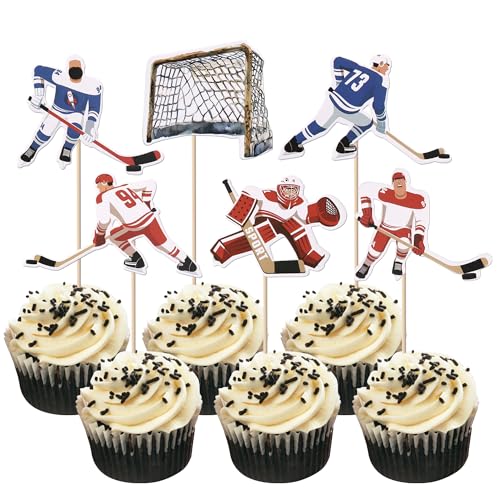 Xsstarmi Cupcake-Topper mit Hockey-Motiv, Eishockey-Cupcake-Picks, Hockey-Sportspieler, Kuchendekorationen für Hockey-Thema, Babyparty, Hochzeit, Geburtstag, Partyzubehör, 36 Stück Xsstarmi Cupcake-Topper mit Hockey-Motiv, Eishockey-Cupcake-Picks, Hockey-Sportspieler, Kuchendekorationen für Hockey-Thema, Babyparty, Hochzeit, Geburtstag, Partyzubehör, 36 Stück von Xsstarmi