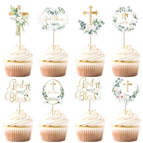 Xsstarmi Cupcake-Topper mit Kreuz-Motiv, weißer Kranz, für christliche Taufe, Babyparty, Jungen, Mädchen, Erstkommunion, Party, Kuchendekoration, 35 Stück Xsstarmi Cupcake-Topper mit Kreuz-Motiv, weißer Kranz, für christliche Taufe, Babyparty, Jungen, Mädchen, Erstkommunion, Party, Kuchendekoration, 35 Stück von Xsstarmi