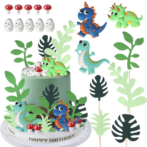 Xsstarmi Dinosaurier-Thema-Kuchenaufsatz, Dekoration, grüne Blätter, Dinosaurier-Eier, Kuchenpicker für Dinosaurier-Thema, Babyparty, Kindergeburtstag, Party, DIY-Kuchendekorationen Xsstarmi Dinosaurier-Thema-Kuchenaufsatz, Dekoration, grüne Blätter, Dinosaurier-Eier, Kuchenpicker für Dinosaurier-Thema, Babyparty, Kindergeburtstag, Party, DIY-Kuchendekorationen von Xsstarmi