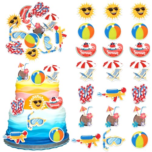 Xsstarmi Essbare Cupcake-Topper für Sommer, Strand, Reispapier, Sonnenschirm, Pool, Cupcake-Picks für Sommer, Hawaii-Thema, Babyparty, Geburtstagsparty, Kuchendekorationen, 56 Stück Xsstarmi Essbare Cupcake-Topper für Sommer, Strand, Reispapier, Sonnenschirm, Pool, Cupcake-Picks für Sommer, Hawaii-Thema, Babyparty, Geburtstagsparty, Kuchendekorationen, 56 Stück von Xsstarmi