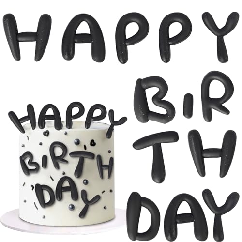 Xsstarmi Happy Birthday Kuchendekoration, weicher Klebstoff, personalisierbar, schwarzes Alphabet, Kuchenpicker für Babyparty, Kindergeburtstag, Party, DIY-Kuchendekorationen Xsstarmi Happy Birthday Kuchendekoration, weicher Klebstoff, personalisierbar, schwarzes Alphabet, Kuchenpicker für Babyparty, Kindergeburtstag, Party, DIY-Kuchendekorationen von Xsstarmi