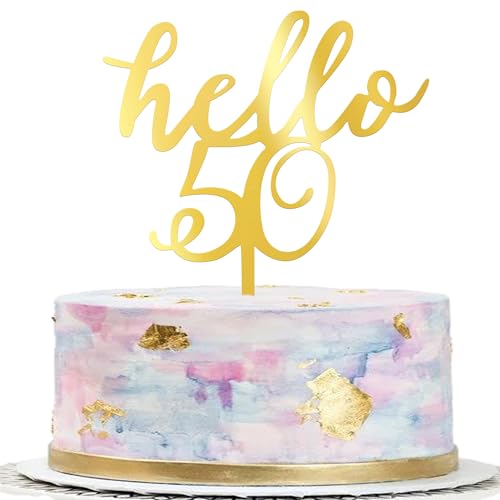 Xsstarmi Hello 50 Tortenaufsatz, goldfarben, verspiegelt, Acryl, Kuchendekoration zum 50. Geburtstag, Party-Kuchendekorationen, 3 Stück Xsstarmi Hello 50 Tortenaufsatz, goldfarben, verspiegelt, Acryl, Kuchendekoration zum 50. Geburtstag, Party-Kuchendekorationen, 3 Stück von Xsstarmi