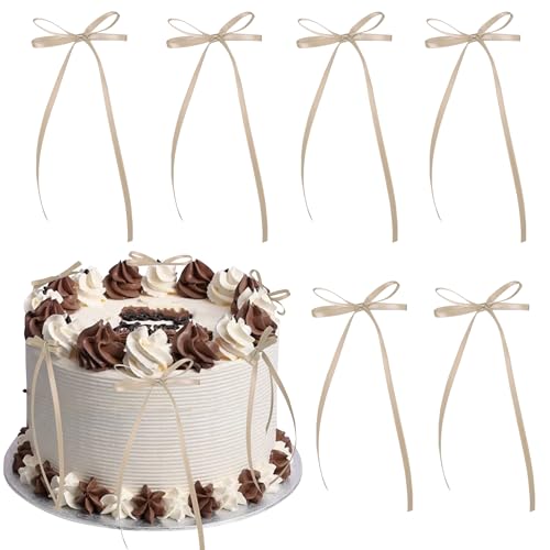 Xsstarmi Kuchendekoration für Mädchen, Prinzessinnen-Schleife, für Babyparty, Hochzeit, Geburtstag, Jahrestag, Party, 10 Stück, Beige Xsstarmi Kuchendekoration für Mädchen, Prinzessinnen-Schleife, für Babyparty, Hochzeit, Geburtstag, Jahrestag, Party, 10 Stück, Beige von Xsstarmi