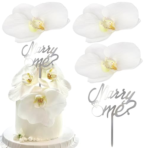 Xsstarmi Marry Me Tortenaufsatz, weißer Phalaenopsis-Acryl-Diamant-Ring, Kuchen-Picker, Party-Kuchendekorationen für Geburtstag, Hochzeit, Brautparty, Antragsparty, Kuchenzubehör Xsstarmi Marry Me Tortenaufsatz, weißer Phalaenopsis-Acryl-Diamant-Ring, Kuchen-Picker, Party-Kuchendekorationen für Geburtstag, Hochzeit, Brautparty, Antragsparty, Kuchenzubehör von Xsstarmi