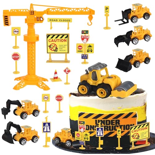 Xsstarmi Mini-Bau-Kuchenaufsatz, Straßenspielzeug, Schild, Turm, Kran, Bagger, Kuchenpicker für Bagger, Babyparty, Kindergeburtstag, Party, Kuchendekoration, Zubehör, 18 Stück Xsstarmi Mini-Bau-Kuchenaufsatz, Straßenspielzeug, Schild, Turm, Kran, Bagger, Kuchenpicker für Bagger, Babyparty, Kindergeburtstag, Party, Kuchendekoration, Zubehör, 18 Stück von Xsstarmi