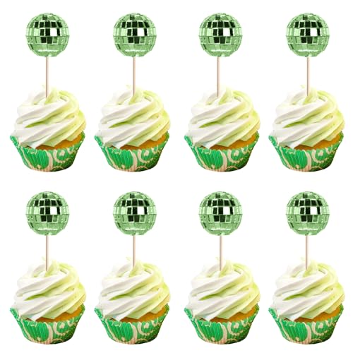 Xsstarmi Mini-Discokugeln, Kuchendekoration, 70er-Jahre-Retro-Disco-Thema, Kuchendekoration für Babyparty, Geburtstag, 70er-Jahre-Motto-Party, Kuchendekorationen, Grün, 24 Stück Xsstarmi Mini-Discokugeln, Kuchendekoration, 70er-Jahre-Retro-Disco-Thema, Kuchendekoration für Babyparty, Geburtstag, 70er-Jahre-Motto-Party, Kuchendekorationen, Grün, 24 Stück von Xsstarmi
