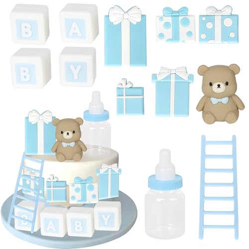 Xsstarmi Tortenaufsatz, Babybär, 3D-Flasche, Geschenk, Kuchendekoration, für Babyparty, Kindergeburtstag, Party, Kuchenzubehör, Blau, 12 Stück Xsstarmi Tortenaufsatz, Babybär, 3D-Flasche, Geschenk, Kuchendekoration, für Babyparty, Kindergeburtstag, Party, Kuchenzubehör, Blau, 12 Stück von Xsstarmi