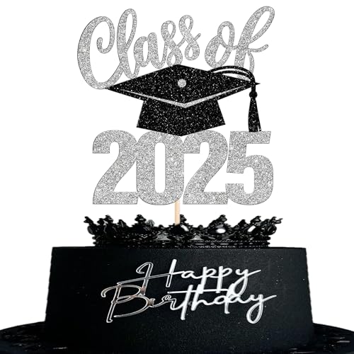 Xsstarmi Tortenaufsatz, Klasse 2025, Glitzer-Diplom Done Congrats Grade Cake Pick für 2025 Abschlussfeier, Party, Kuchendekorationen, Zubehör, Silber, 1 Stück von Xsstarmi