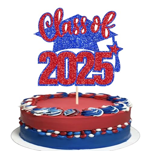 Xsstarmi Tortenaufsatz, Klasse 2025, Rot, Satr Glitzer, Grad Kappe, Congrats Grade Cake Pick für Diplom Done 2025, Abschlussfeier, Party, Kuchendekorationen, Blau, 1 Packung Xsstarmi Tortenaufsatz, Klasse 2025, Rot, Satr Glitzer, Grad Kappe, Congrats Grade Cake Pick für Diplom Done 2025, Abschlussfeier, Party, Kuchendekorationen, Blau, 1 Packung von Xsstarmi