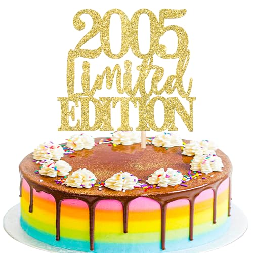 Xsstarmi Tortenaufsatz, limitierte Auflage 2005, goldfarben, glitzernd, "Happy 20th Birthday", Kuchendekoration für 20. Geburtstag, Partyzubehör, 1 Stück Xsstarmi Tortenaufsatz, limitierte Auflage 2005, goldfarben, glitzernd, "Happy 20th Birthday", Kuchendekoration für 20. Geburtstag, Partyzubehör, 1 Stück von Xsstarmi