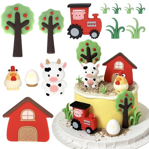 Xsstarmi Tortenaufsatz-Dekorationsset mit Ei, Huhn, Kuh, Bauernhof, Tiermotiv, Kuchendekoration für Babyparty, Kindergeburtstag, Party, Kuchendekorationen Xsstarmi Tortenaufsatz-Dekorationsset mit Ei, Huhn, Kuh, Bauernhof, Tiermotiv, Kuchendekoration für Babyparty, Kindergeburtstag, Party, Kuchendekorationen von Xsstarmi