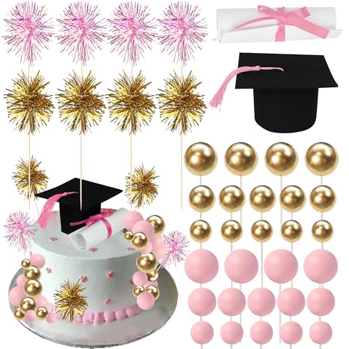 Xsstarmi Tortenaufsatz-Dekorationsset mit Feuerwerk, rosa-goldfarbene Kugeln, Kuchenpicker für Diplom Done, Congrats Grad, Motto-Party, Kuchendekoration, 42 Stück Xsstarmi Tortenaufsatz-Dekorationsset mit Feuerwerk, rosa-goldfarbene Kugeln, Kuchenpicker für Diplom Done, Congrats Grad, Motto-Party, Kuchendekoration, 42 Stück von Xsstarmi