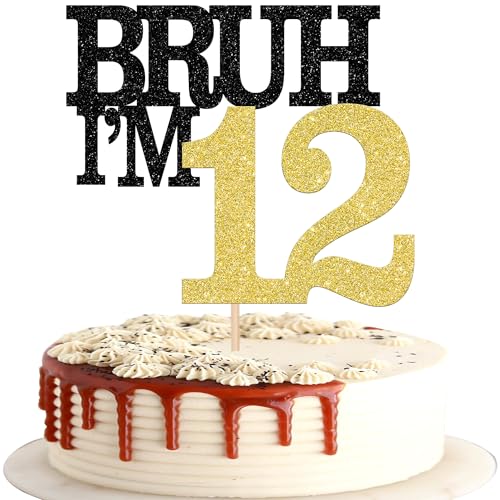 Xsstarmi Tortenaufsatz "Happy 12th Birthday", Schwarz / Gold, Glitzer, Bruh I'm 12, für Cheers to 12 Years Birthday Party Cake Decorations Supplies Xsstarmi Tortenaufsatz "Happy 12th Birthday", Schwarz / Gold, Glitzer, Bruh I'm 12, für Cheers to 12 Years Birthday Party Cake Decorations Supplies von Xsstarmi