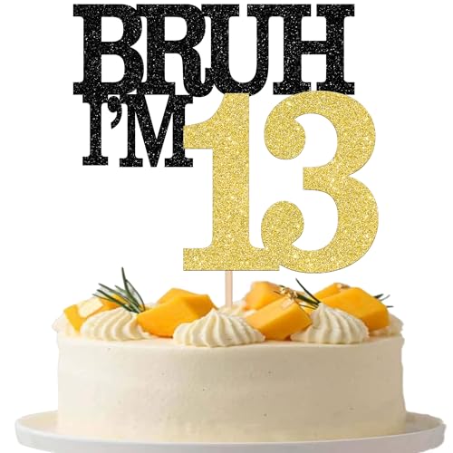 Xsstarmi Tortenaufsatz "Happy 13th Birthday", Schwarz / Gold, Glitzer, Bruh I'm 13, für Cheers to 13 Years Birthday Party Cake Decorations Supplies Xsstarmi Tortenaufsatz "Happy 13th Birthday", Schwarz / Gold, Glitzer, Bruh I'm 13, für Cheers to 13 Years Birthday Party Cake Decorations Supplies von Xsstarmi